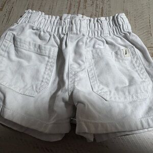 Kids White Elastic-Waist Cotton Shorts with Back Pockets